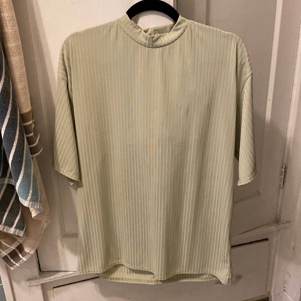 Missguided sage green oversized tee and biker short set.